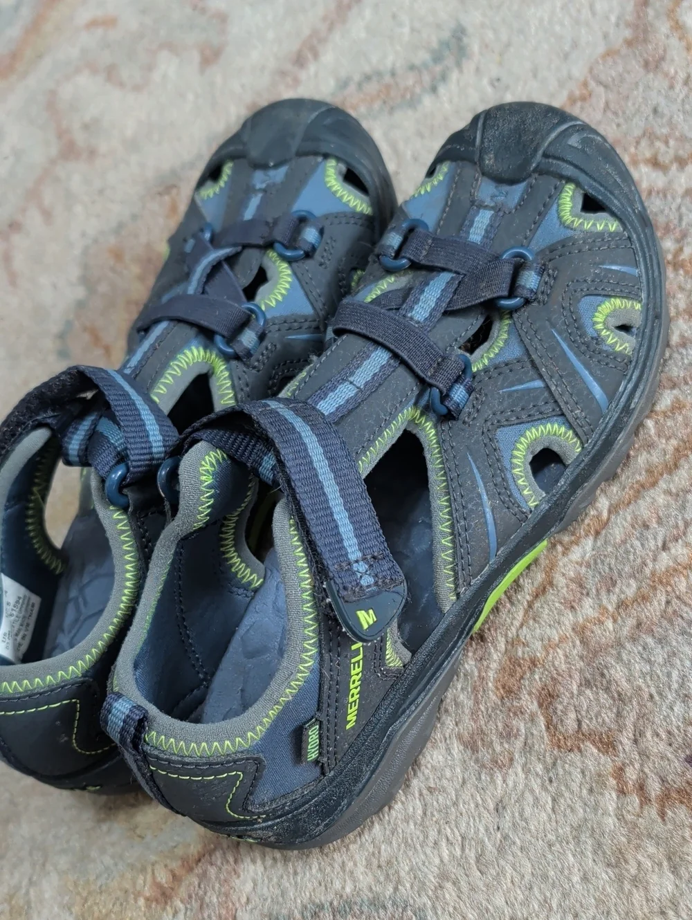 Merrell Kids Navy and Lime Hydro Closed-Toe Water Sandals